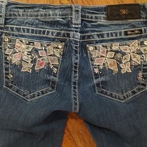 Gorgeous Miss Me Signature Cuffed Skinny Jeans With Embellished Pockets
